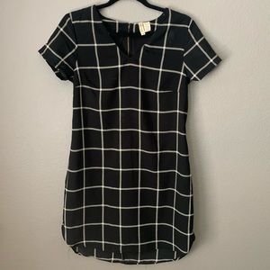 Black and White Plaid Shirt Dress